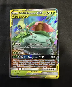 The Pokemon Company Pokemon TCG Celebi & Venusaur GX 1/181 Team Up Holo - Image 1