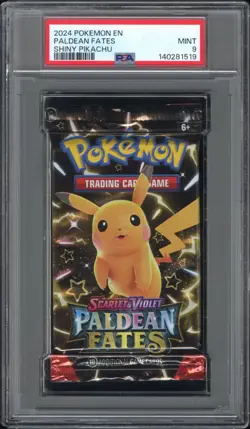 2024 Pokemon Paldean Fates Shiny Pikachu PSA 9 Mint Foil Booster Pack - Image 1