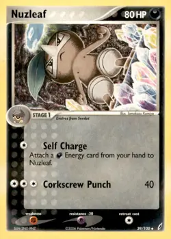 Nuzleaf 39/100 Uncommon Crystal Guardians Pokemon Near Mint - Image 1