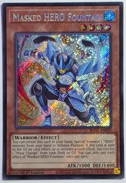 Yugioh Masked HERO Fountain BLGG-EN029 Secret Rare 1st Edition - Image 1