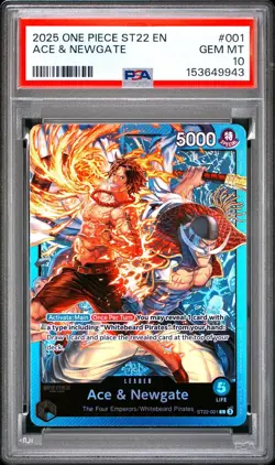 One Piece - Ace & Newgate Starter Deck ST22-001 - Ace & Newgate Leader - PSA 10 - Image 1