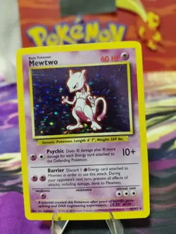 Pokemon Mewtwo TCG Base Set Holo Unlimited Rare Card 10/102 MP Condition WOTC - Image 1