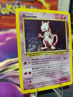 Pokemon Mewtwo TCG Base Set Holo Unlimited Rare Card 10/102 MP Condition WOTC - Image 3