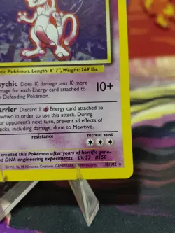 Pokemon Mewtwo TCG Base Set Holo Unlimited Rare Card 10/102 MP Condition WOTC - Image 5
