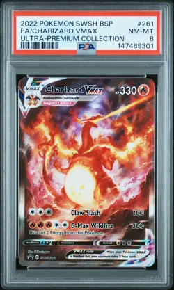 2022 POKEMON SWSH BLACK STAR PROMO #261 FULL ART/CHARIZARD VMAX PSA 8 - Image 1