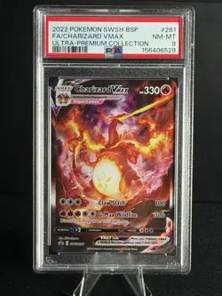 2022 POKEMON SWSH BLACK STAR PROMO #261 FULL ART/CHARIZARD VMAX PSA 8 - Image 1