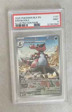 2025 POKEMON BLK EN-BLACK BOLT ILLUSTRATION RARE #137 KROOKODILE PSA 9 - Image 1