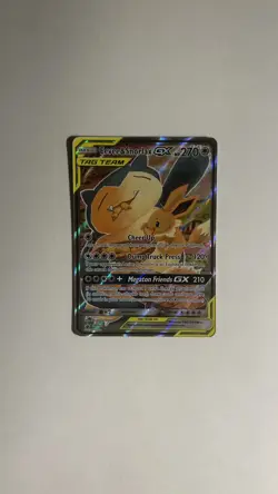 Pokemon Eevee & Snorlax GX Team Up TCG SM169 Holo Black Star - Image 1