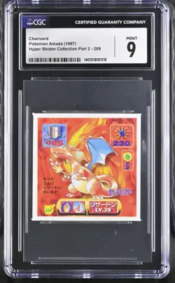 Charizard Amada Hyper Sticker Collection Pokemon 1997 CGC 9 - Image 1