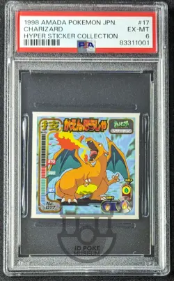 Pokemon 1998 Japanese Amada Hyper Sticker - Charizard 017 - PSA 6 EX-Mint - Image 1