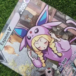 Lillie Espeon V Pokemon Waifu Goddess Story Waifu Card Girl Holo Custom - Image 1