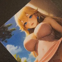 Princess Peach Mario Anime Waifu Girl Doujin Lewd Goddess Story Holo Art Card - Image 1