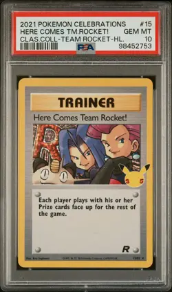 2021 Pokemon Celebrations Classic #15 Here Comes Tm.Rocket! PSA 10 250001 - Image 1
