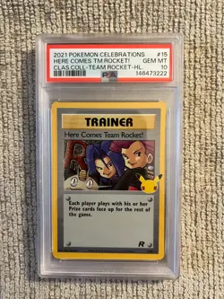 Here Comes Team Rocket 2021 Pokemon Celebrations PSA 10 Gem Mint - Image 1