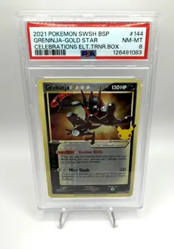 2021 Pokemon Celebrations Greninja Gold Star SWSH144 PSA 8 ETB Promo - Image 1