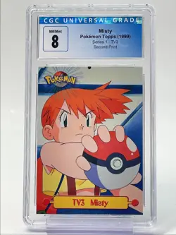 MISTY 1999 POKEMON TOPPS SERIES 1 SECOND PRINT TV ANIMATION #TV3 CGC 8 Q3622 - Image 1