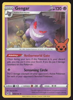Gengar (2022 Copyright Date) 066/196 Holo Trick or Trade BOOster 2023 Pokemon LP - Image 1