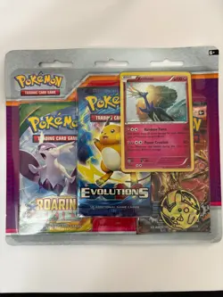 Pokemon TCG 3 Pack Blister Sealed Roaring Skies XY Evolutions Xerneas Promo Coin - Image 1