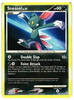 Pokemon TCG Sneasel 100/130 Diamond & Pearl Common LP - Image 1