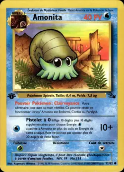 Omanyte (Amonita) - French WOTC 1st Edition Fossil 52/62 - MP - Pokemon - Image 1