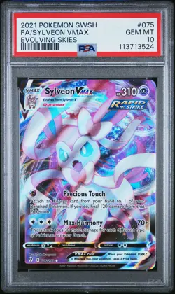 2021 POKEMON SWORD & SHIELD EVOLVING SKIES #075 FULL ART/SYLVEON VMAX PSA 10 - Image 1