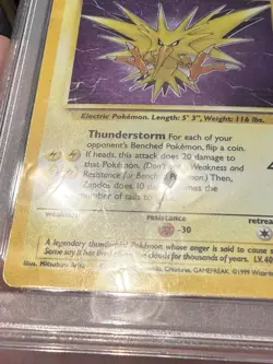 1999 Pokemon Fossil #15 Zapdos Holo PSA 5 - Image 5