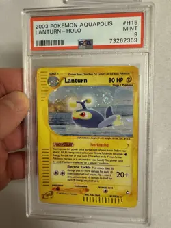 2003 Pokemon Lanturn Holo Rare SWIRL! E Reader Aquapolis H15/H32 PSA 9 Mint WOTC - Image 1