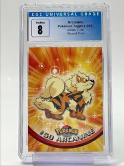 ARCANINE 1999 POKEMON TOPPS SERIES 1 SECOND PRINT TV ANIMATION #59 CGC 8 Q3622 - Image 1