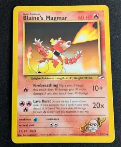 Pokemon Blaine's Magmar Uncommon Gym Heroes 037/132 MP WOTC Vintage - Image 1