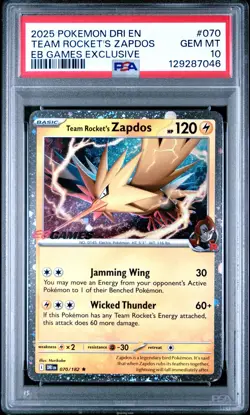 Team Rocket's Zapdos 070/182 PSA 10 EBGames Stamped Destined Rivals Pokemon - Image 1