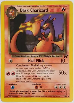Pokemon TCG Team Rocket Dark Charizard 21/82 Rare Regular Unlimited Eng 80HP - Image 1