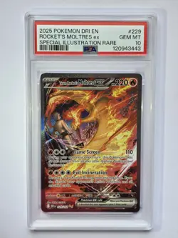 PSA 10 GEM MINT - Pokemon Destined Rivals Team Rocket's Moltres EX 229/182 SIR - Image 1
