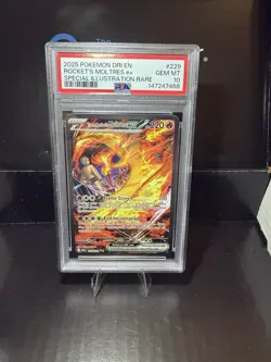 PSA 10 GEM MINT - Pokemon Destined Rivals Team Rocket's Moltres EX 229/182 SIR - Image 1