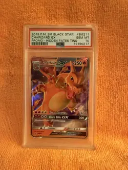 2019 Pokemon Black Star Charizard GX Promo Hidden Fates #SM211 PSA 10 - Image 1