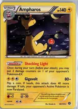 Ampharos 40/114 Holo Rare Steam Siege Pokemon Lightly Played - Image 1