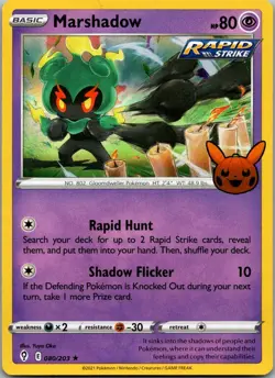 Marshadow 080/203 Holo Holo Rare Trick or Trade BOOster 2023 Pokemon Near Mint - Image 1