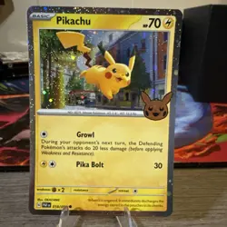 Pikachu 2024 Trick Or Trade Halloween Stamp Pokemon TCG Cosmos Holo Rare 018/091 - Image 1