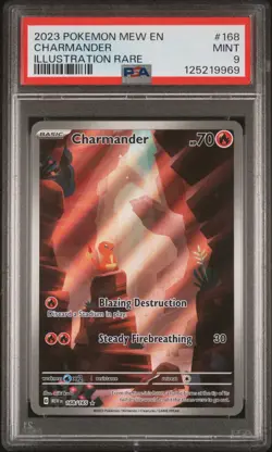 2023 POKEMON MEW EN-151 ILLUSTRATION RARE #168 CHARMANDER PSA 9 - Image 1