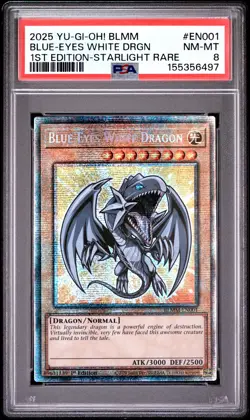 Blue Eyes White Dragon BLMM-EN001 1st Edition-starlight Rare Yugioh PSA 8 *497 - Image 1