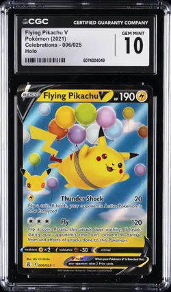 2021 POKEMON CELEBRATIONS HOLO #006/025 FLYING PIKACHU V CGC 10 GEM MINT - Image 1