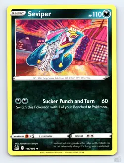 Seviper 116/196 Lost Origin Uncommon Tomokazu Komiya Pokemon NM - Image 1