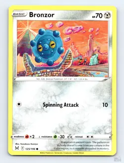 Bronzor 125/196 Lost Origin Common Tomokazu Komiya Pokemon NM - Image 1