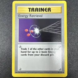 Energy Retrieval Shadowless Uncommon Trainer 81/102 Pokemon TCG Base Set LP - Image 1