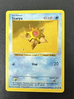 Pokemon TCG Staryu Base Set 65/102 Regular Shadowless Common - Image 1