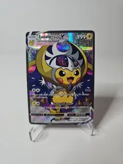 Lunala Pikachu VCOS 999 HP ⚡ Full Art Holo Custom Card – Legendary Pokemon Style - Image 1