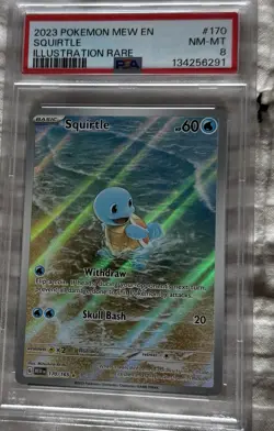 2023 POKEMON MEW EN-151 ILLUSTRATION RARE #170 SQUIRTLE PSA 8 - Image 1