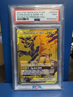 2021 Pokemon SM Black Star Promo Pikachu Zekrom GX Premium Coll PSA 9 - Image 1