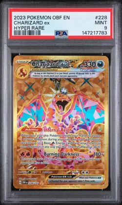 PSA 9 MINT - CHARIZARD ex GOLD HYPER RARE 228 POKEMON OBSIDIAN FLAMES 2023 - Image 1