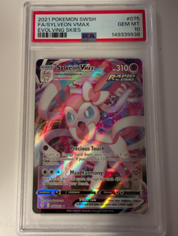 2021 POKEMON SWORD & SHIELD EVOLVING SKIES #075 FULL ART/SYLVEON VMAX PSA 10 - Image 1