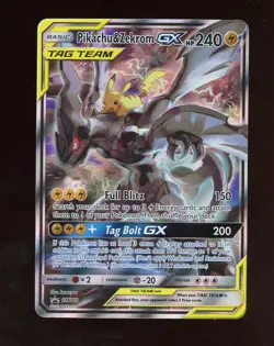 2019 Pokemon SM Black Star Pikachu & Zekrom Gx Promo Tag Tins SM168 - Image 1